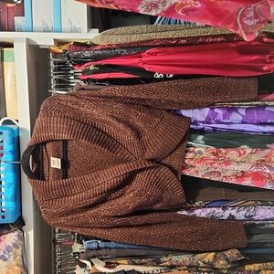 Brown metallic short sweater